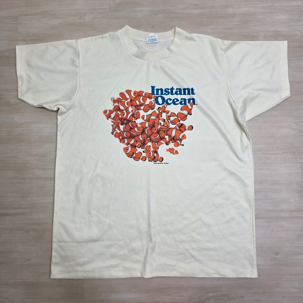 Vintage 1980 Instant Ocean Clownfish Shirt Designs West Large Single Stitch